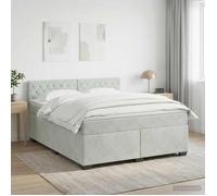 vidaXL Lit boxspring avec Matelas Gris Clair 140 x 200 cm Velours