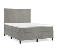 vidaXL Lit boxspring avec matelas gris clair 140x190 cm velours