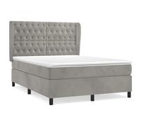 vidaXL Lit boxspring avec matelas gris clair 140x190 cm velours