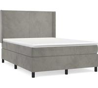 vidaXL Lit boxspring avec matelas gris clair 140x190 cm velours