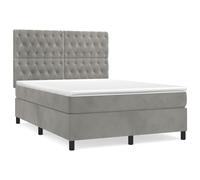 vidaXL Lit boxspring avec matelas gris clair 140x190 cm velours