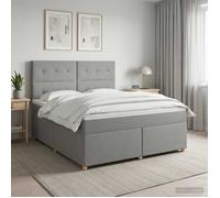 vidaXL Lit boxspring avec matelas Gris clair 160 x 200 cm Tissu 3453921