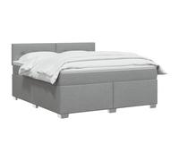 vidaXL Lit boxspring avec Matelas Gris Clair 160 x 200 cm Tissu, Chambre, Lit Box Spring Moderne, Surface de Sommeil, Tête réglable, Cadre Fonctionnel, Soutien Matelas Cozy
