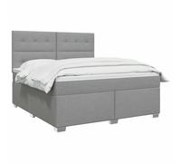 vidaXL Lit boxspring avec Matelas Gris Clair 160 x 200 cm Tissu, Mobilier de Chambre, lit Moderne, sommier, Cadre Ajustable, Confort de Sommeil, Installation intérieure à la Maison