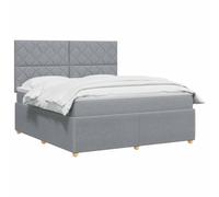 vidaXL Lit boxspring avec Matelas Gris Clair 180 x 200 cm Tissu