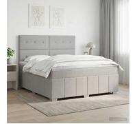 vidaXL Lit boxspring avec Matelas Gris Clair 180 x 200 cm Tissu