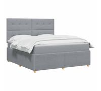 vidaXL Lit boxspring avec Matelas Gris Clair 180 x 200 cm Tissu, Chambre Moderne, lit rembourré, tête de lit réglable, mobilier Pratique, Matelas à Ressorts, Base à Lattes Confortable