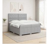 vidaXL Lit boxspring avec Matelas Gris Clair 200 x 200 cm Tissu, Chambre, Lit Moderne, Sommier à Ressorts, Mousse Réglable, Solution Confortable, Matelas Isolant des mouvements