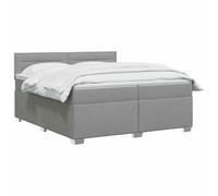 vidaXL Lit boxspring avec Matelas Gris Clair 200 x 200 cm Tissu, Chambre, Lit Box Spring Moderne, Surface de Sommeil, Tête réglable, Cadre Fonctionnel, Soutien Matelas Cozy