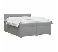 vidaXL Lit boxspring avec Matelas Gris Clair 200 x 200 cm Tissu, Chambre, Lit Box Spring Moderne, Surface de Sommeil, Tête réglable, Cadre Fonctionnel, Soutien Matelas Cozy