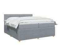 vidaXL Lit boxspring avec Matelas Gris Clair 200 x 200 cm Tissu, Chambre Tendance, lit Box Spring Moderne, tête réglable, Cadre rembourré, Solution Matelas mi-Ferme