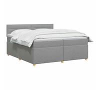 vidaXL Lit boxspring avec Matelas Gris Clair 200 x 200 cm Tissu, Lit de Chambre, Cadre Box Moderne avec tête réglable, Matelas Ferme, mobilier Soutien pour Un Sommeil paisible