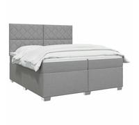 vidaXL Lit boxspring avec Matelas Gris Clair 200 x 200 cm Tissu, Mobilier de Chambre, lit Moderne, sommier, Cadre Ajustable, Confort de Sommeil, Installation intérieure à la Maison