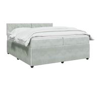 vidaXL Lit boxspring avec Matelas Gris Clair 200 x 200 cm Velours