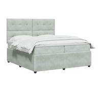 vidaXL Lit boxspring avec Matelas Gris Clair 200 x 200 cm Velours, Chambre Moderne, lit à Ressorts, Matelas réglable, Cadre stylé, Sommeil Confortable à la Maison
