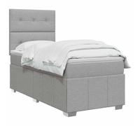 vidaXL Lit boxspring avec Matelas Gris Clair 90 x 190 cm Tissu, Chambre, Lit Moderne, Sommier à Ressorts, Mousse Réglable, Solution Confortable, Matelas Isolant des mouvements