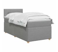 vidaXL Lit boxspring avec Matelas Gris Clair 90 x 190 cm Tissu, Chambre Moderne, lit Confortable avec tête de lit réglable, surmatelas en Mousse, Design Pratique pour Bien Dormir