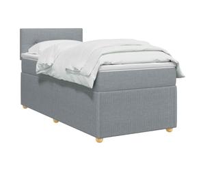 vidaXL Lit boxspring avec Matelas Gris Clair 90 x 190 cm Tissu, Chambre Tendance, lit Box Spring Moderne, tête réglable, Cadre rembourré, Solution Matelas mi-Ferme