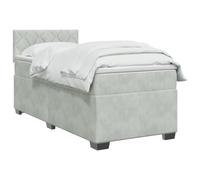 vidaXL Lit boxspring avec Matelas Gris Clair 90 x 190 cm Velours, Chambre contemporaine, Cadre de lit Moderne, tête de lit Ajustable, Matelas Medium Ferme en Velours