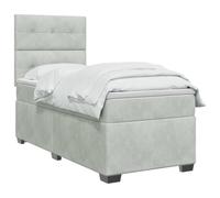 vidaXL Lit boxspring avec Matelas Gris Clair 90 x 190 cm Velours, Chambre, lit Tendance, Velours, tête de lit Ajustable, Matelas Ferme, Sommeil réparateur, idées déco