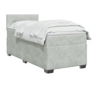 vidaXL Lit boxspring avec Matelas Gris Clair 90 x 190 cm Velours, Chambre Moderne, lit à Ressorts, tête de lit réglable, Velours, Cadre Fonctionnel, Solutions Sommeil