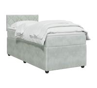 vidaXL Lit boxspring avec Matelas Gris Clair 90 x 190 cm Velours, Lit Moderne, avec tête de lit Ajustable, Velours, Confortable, Meuble Gain de Place stylé pour la Chambre