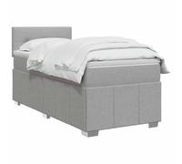 vidaXL Lit boxspring avec Matelas Gris Clair 90 x 200 cm Tissu, Boxspring Moderne, tête de lit réglable, Matelas Ferme, Sommeil Confortable, Meuble déco stylé