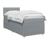 vidaXL Lit boxspring avec Matelas Gris Clair 90 x 200 cm Tissu, Chambre Tendance, lit Box Spring Moderne, tête réglable, Cadre rembourré, Solution Matelas mi-Ferme