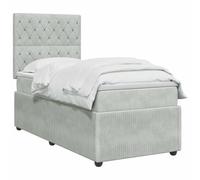 vidaXL Lit boxspring avec Matelas Gris Clair 90 x 200 cm Velours