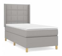 vidaXL Lit boxspring avec matelas gris clair 90x190 cm Tissu