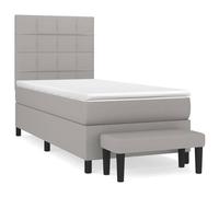 vidaXL Lit boxspring avec matelas gris clair 90x190 cm Tissu