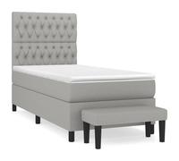vidaXL Lit boxspring avec matelas gris clair 90x190 cm Tissu