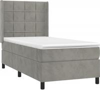 vidaXL Lit boxspring avec matelas gris clair 90x200 cm velours
