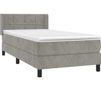 vidaXL Lit boxspring avec matelas gris clair 90x200 cm velours