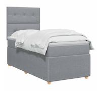 vidaXL Lit boxspring avec Matelas Gris Clair Simple Tissu,