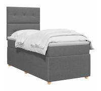 vidaXL Lit boxspring avec Matelas Gris foncé 100 x 200 cm Tissu