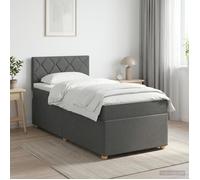 vidaXL Lit boxspring avec matelas Gris foncé 100 x 200 cm Tissu 3450896