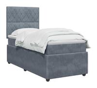 vidaXL Lit boxspring avec Matelas Gris foncé 100 x 200 cm Velours