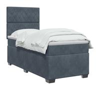 vidaXL Lit boxspring avec Matelas Gris foncé 100 x 200 cm Velours