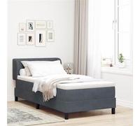 vidaXL Lit Boxspring avec Matelas Gris Foncé 100x200 cm Velours