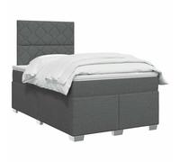 vidaXL Lit boxspring avec Matelas Gris foncé 120 x 190 cm Tissu