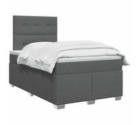 vidaXL Lit boxspring avec Matelas Gris foncé 120 x 190 cm Tissu
