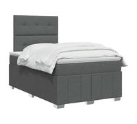 vidaXL Lit boxspring avec Matelas Gris foncé 120 x 190 cm Tissu
