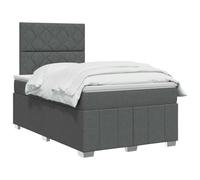 vidaXL Lit boxspring avec Matelas Gris foncé 120 x 190 cm Tissu