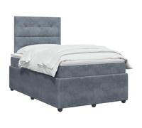 vidaXL Lit boxspring avec matelas Gris foncé 120 x 190 cm Velours