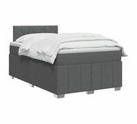 vidaXL Lit boxspring avec Matelas Gris foncé 120 x 200 cm Tissu, Boxspring Moderne, tête de lit réglable, Matelas Ferme, Sommeil Confortable, Meuble déco stylé