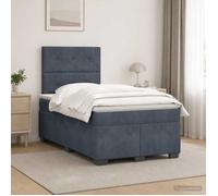 vidaXL Lit boxspring avec Matelas Gris foncé 120 x 200 cm Velours, Chambre, lit Tendance, Velours, tête de lit Ajustable, Matelas Ferme, Sommeil réparateur, idées déco