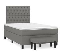 vidaXL Lit boxspring avec matelas gris foncé 120x200 cm Tissu
