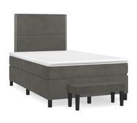 vidaXL Lit boxspring avec matelas gris foncé 120x200 cm velours