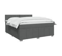 vidaXL Lit boxspring avec Matelas Gris foncé 140 x 190 cm Tissu